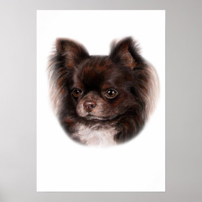 Hand Painted Chocolate Chihuahua  Poster (Front)