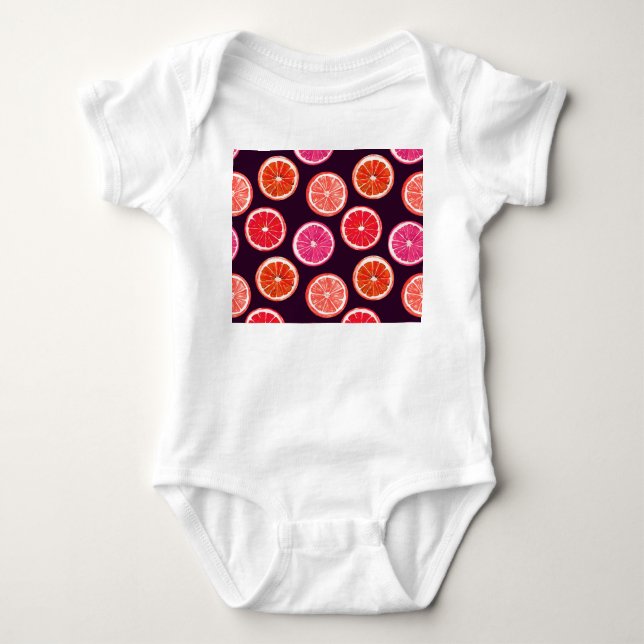 Hand Painted Citrus Dark Pattern Baby Bodysuit (Front)