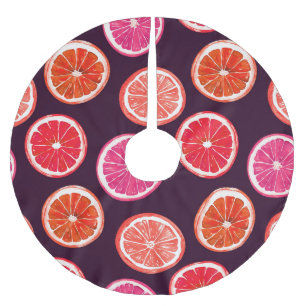 Hand Painted Citrus Dark Pattern Brushed Polyester Tree Skirt