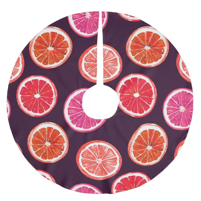 Hand Painted Citrus Dark Pattern Brushed Polyester Tree Skirt (Front)