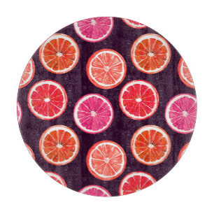 Hand Painted Citrus Dark Pattern Cutting Board
