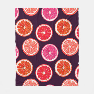 Hand Painted Citrus Dark Pattern Fleece Blanket