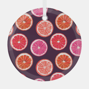 Hand Painted Citrus Dark Pattern Glass Tree Decoration