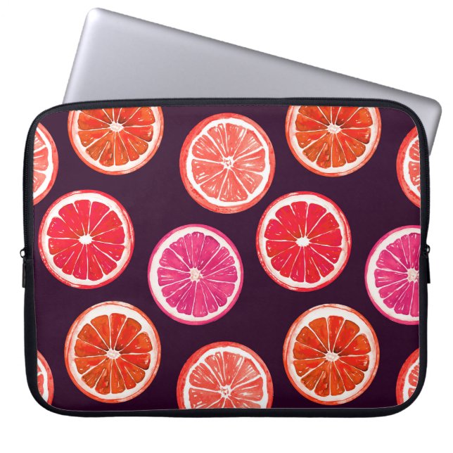 Hand Painted Citrus Dark Pattern Laptop Sleeve (Front)