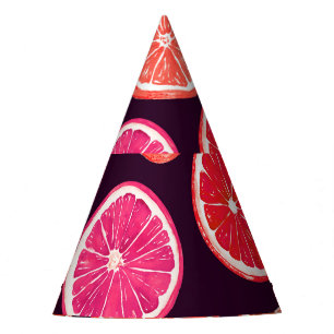 Hand Painted Citrus Dark Pattern Party Hat