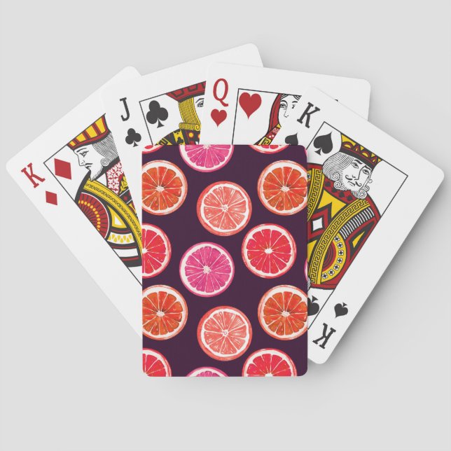 Hand Painted Citrus Dark Pattern Playing Cards (Back)