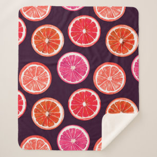 Hand Painted Citrus Dark Pattern Sherpa Blanket