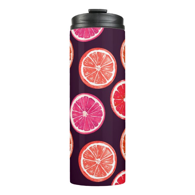 Hand Painted Citrus Dark Pattern Thermal Tumbler (Front)