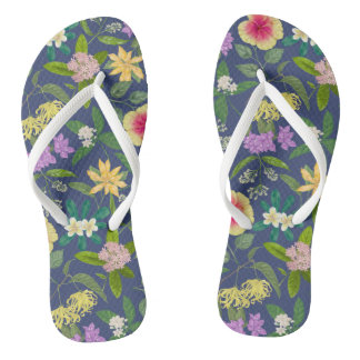 Hand-painted Colourful Tropical Flowers Pattern Thongs