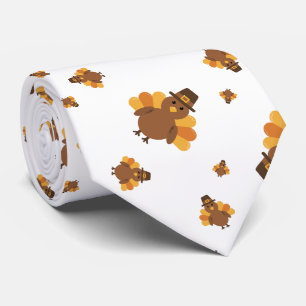 Hand-Painted Cute Thanksgiving Turkey Pilgrim Hat Tie