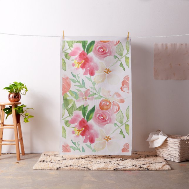 Hand-painted delicate flowers pattern fabric (In Situ)