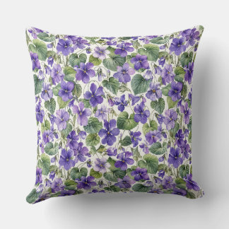 Hand-Painted Delicate Violet Botanicals Cushion