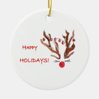 Hand-Painted Design Reindeer Christmas Ornament
