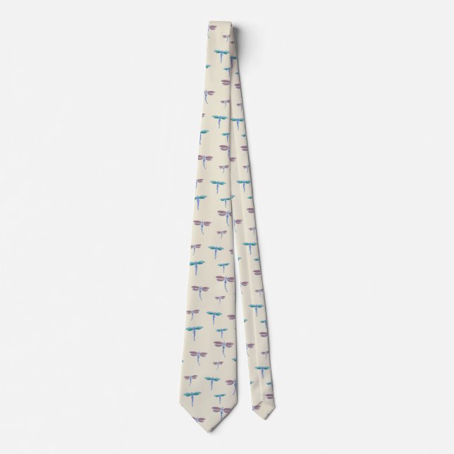 Hand Painted Dragonflies Acrylic Pattern Tie (Front)