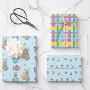 Hand painted Easter bunny and egg patterned Wrapping Paper Sheet