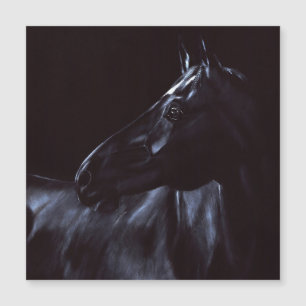 Hand-painted elegant black horse magnetic invitation
