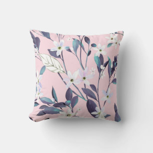 Hand painted elegant purple leavesart, flower, wat cushion