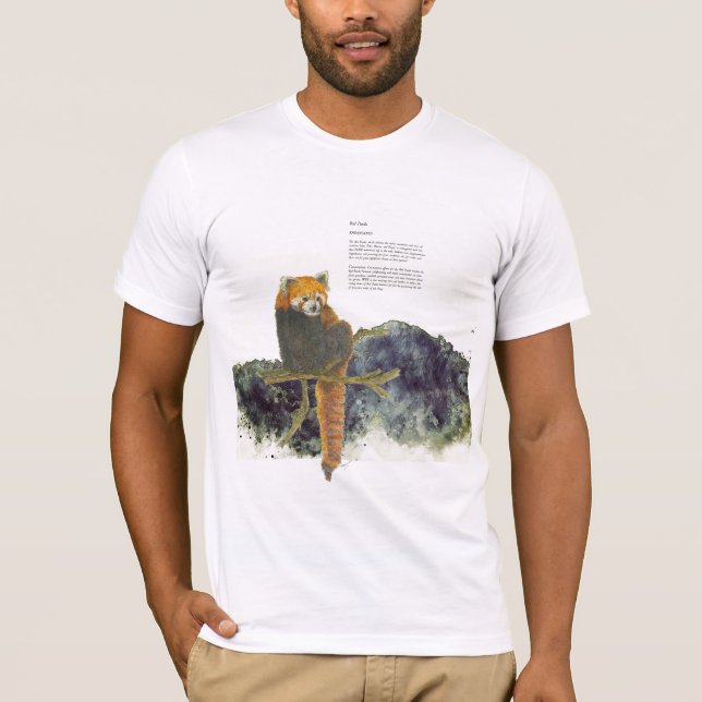 Hand-Painted Endangered Cute Red Panda T-Shirt (Front)