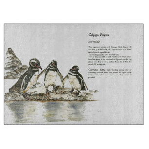 Hand-Painted Endangered Galapagos Penguins Cutting Board