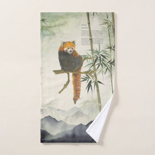 Hand-Painted Endangered Red Panda Hand Towel (Hand Towel)