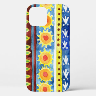 Hand Painted Ethnic Watercolor Pattern iPhone 12 Case