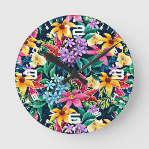 Hand Painted Exotic Floral Pattern-23001 Round Clock