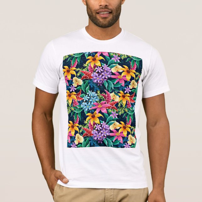 Hand Painted Exotic Floral Pattern-23001 T-Shirt (Front)