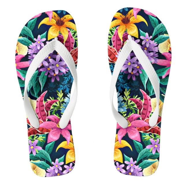 Hand Painted Exotic Floral Pattern-23001 Thongs (Footbed)