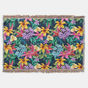 Hand Painted Exotic Floral Pattern-23001 Throw Blanket