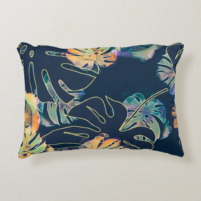 Hand-painted exotic leaves: seamless pattern. decorative cushion (Front)