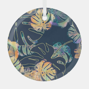 Hand-painted exotic leaves: seamless pattern. glass tree decoration