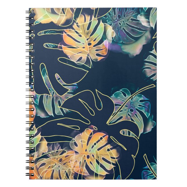Hand-painted exotic leaves: seamless pattern. notebook (Front)