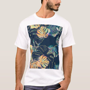 Hand-painted exotic leaves: seamless pattern. T-Shirt
