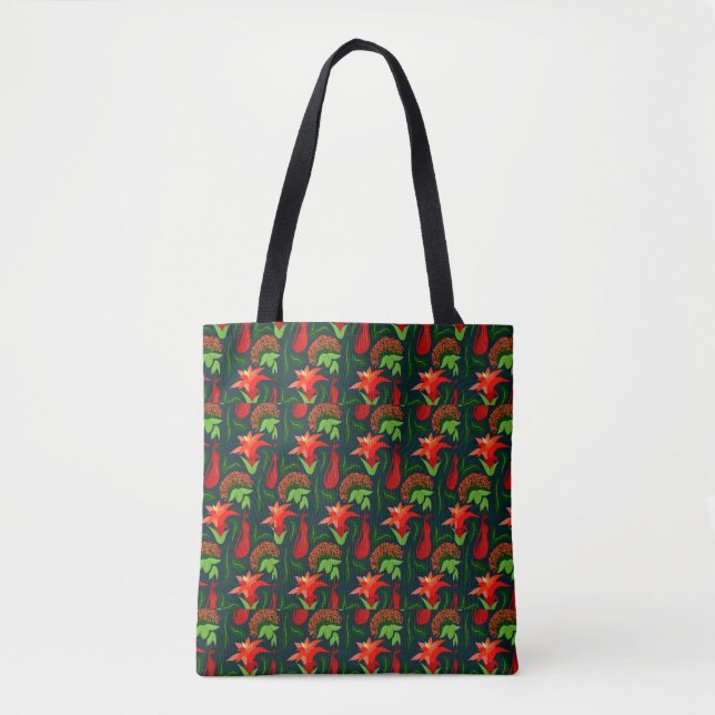 Hand Painted Exotic Red Flowers Pattern-15541 Tote Bag (Front)