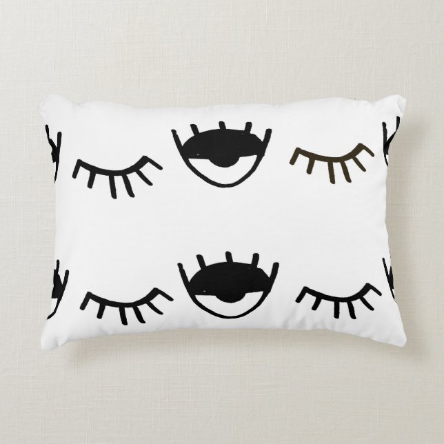Hand Painted Eyes Ink Pattern Decorative Cushion (Front)