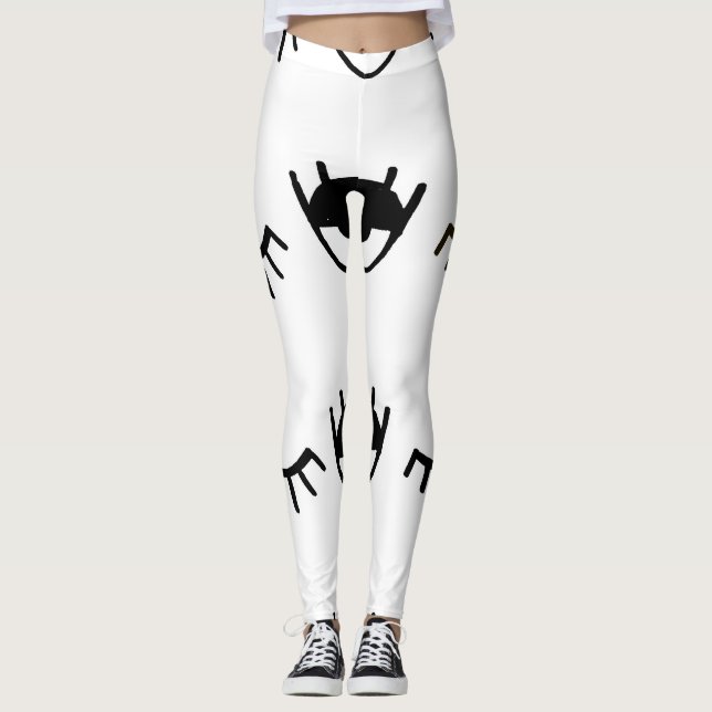 Hand Painted Eyes Ink Pattern Leggings (Front)
