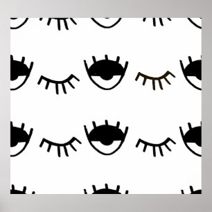 Hand Painted Eyes Ink Pattern Poster
