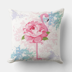 Hand painted flamingo cushion
