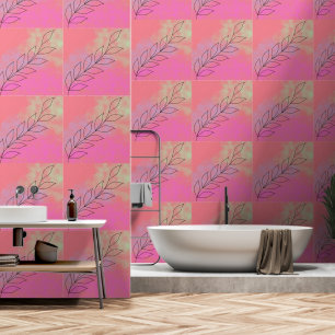 Hand Painted Floral botanical pink Peel and Stick Wallpaper