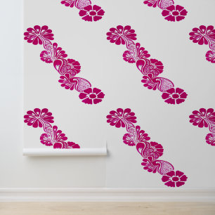 Hand Painted Floral botanical pink Peel and Stick Wallpaper