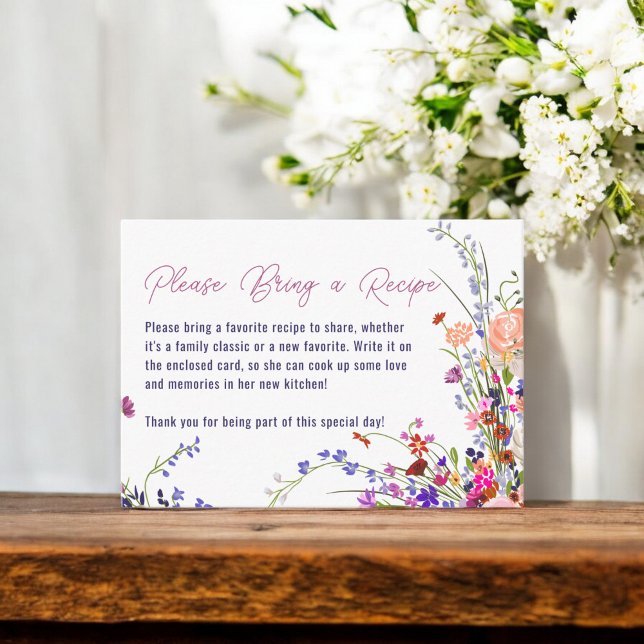 Hand Painted Floral Bridal bring a Recipe  Enclosure Card (Hand Painted Floral Bridal bring a Recipe Enclosure Card)