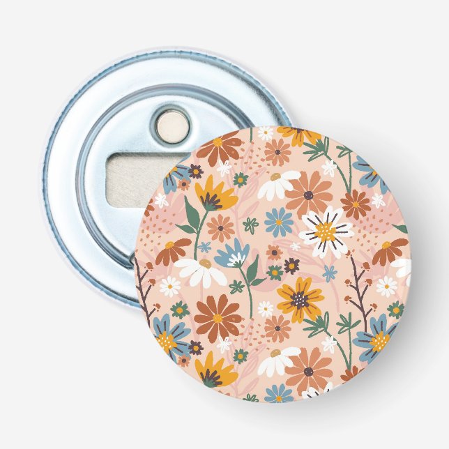 Hand Painted Floral Pattern-23136 Bottle Opener (Front)