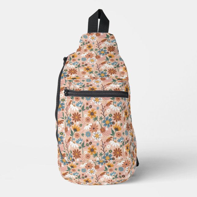 Hand Painted Floral Pattern-23136 Sling Bag (Front)