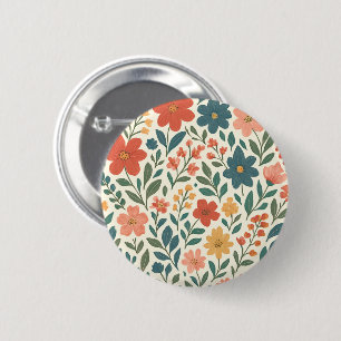 Hand-Painted Floral Pattern – Colourful Botanical 6 Cm Round Badge