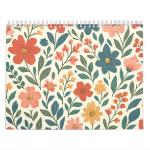Hand-Painted Floral Pattern – Colourful Botanical Calendar