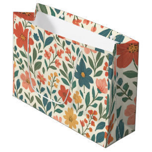 Hand-Painted Floral Pattern – Colourful Botanical Large Gift Bag
