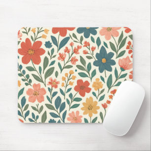 Hand-Painted Floral Pattern – Colourful Botanical Mouse Pad