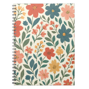 Hand-Painted Floral Pattern – Colourful Botanical Notebook