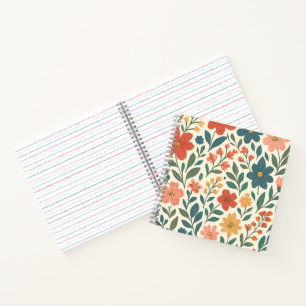 Hand-Painted Floral Pattern – Colourful Botanical Notebook