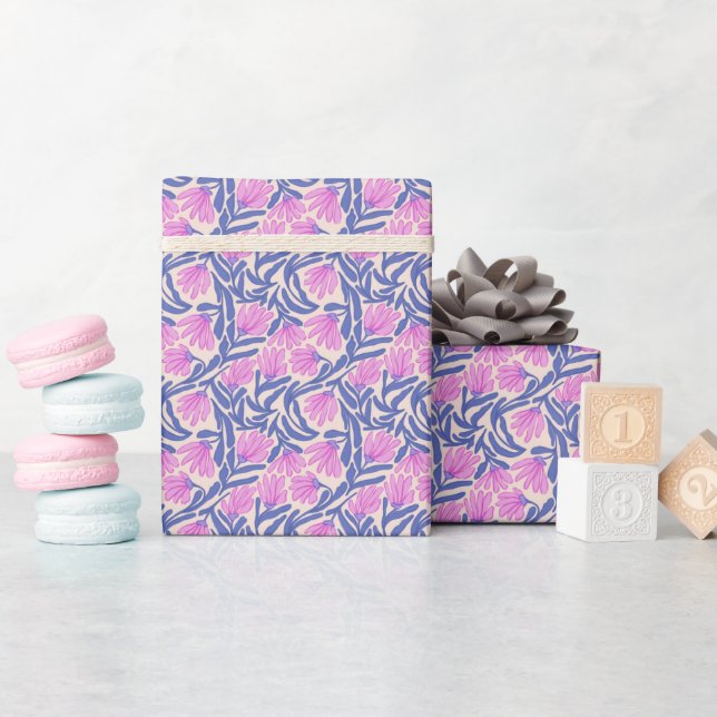 Hand Painted Floral Pattern Wrapping Paper Roll (Baby Shower)